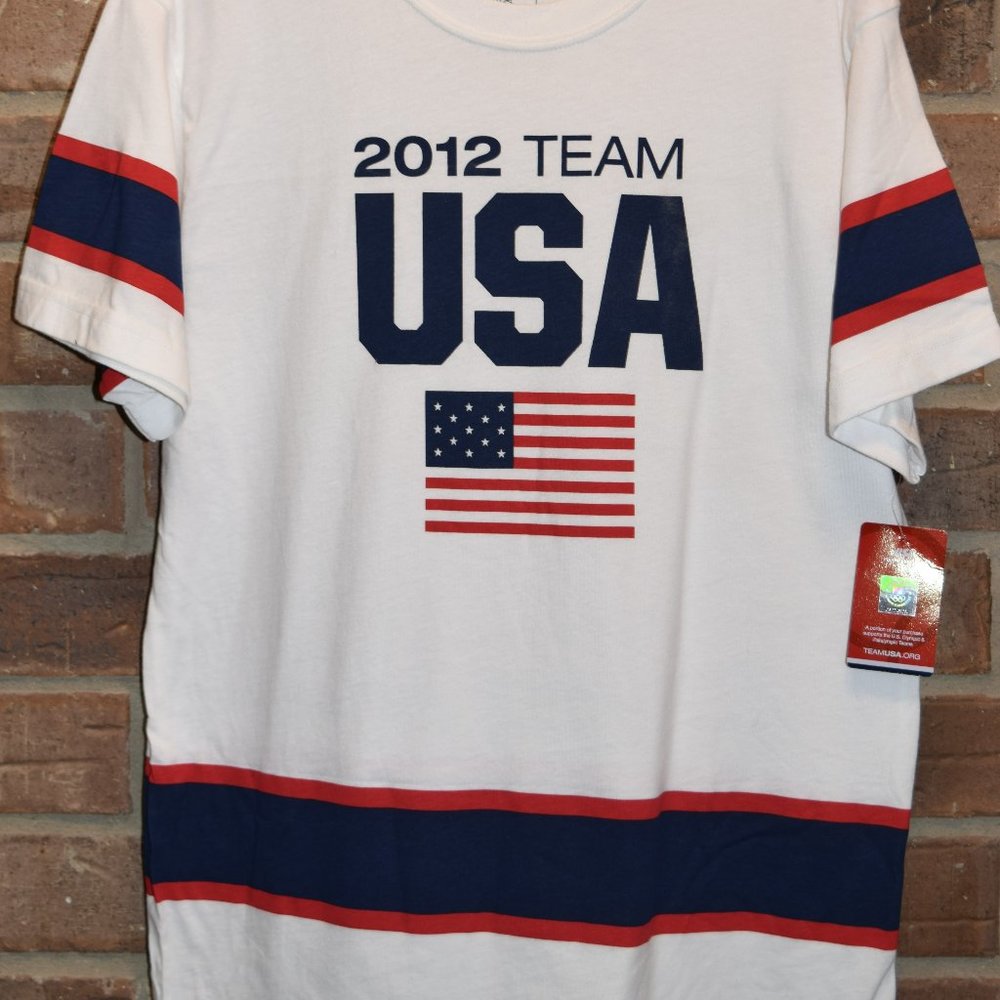 NWT Team Apparel Shirt Large 14/16 Red White Blue 2012 Team USA Short Sleeve